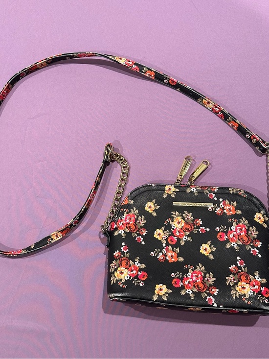 Steve Madden Handbags - Steve Madden Black Floral Crossbody with Red and Yellow Blooms